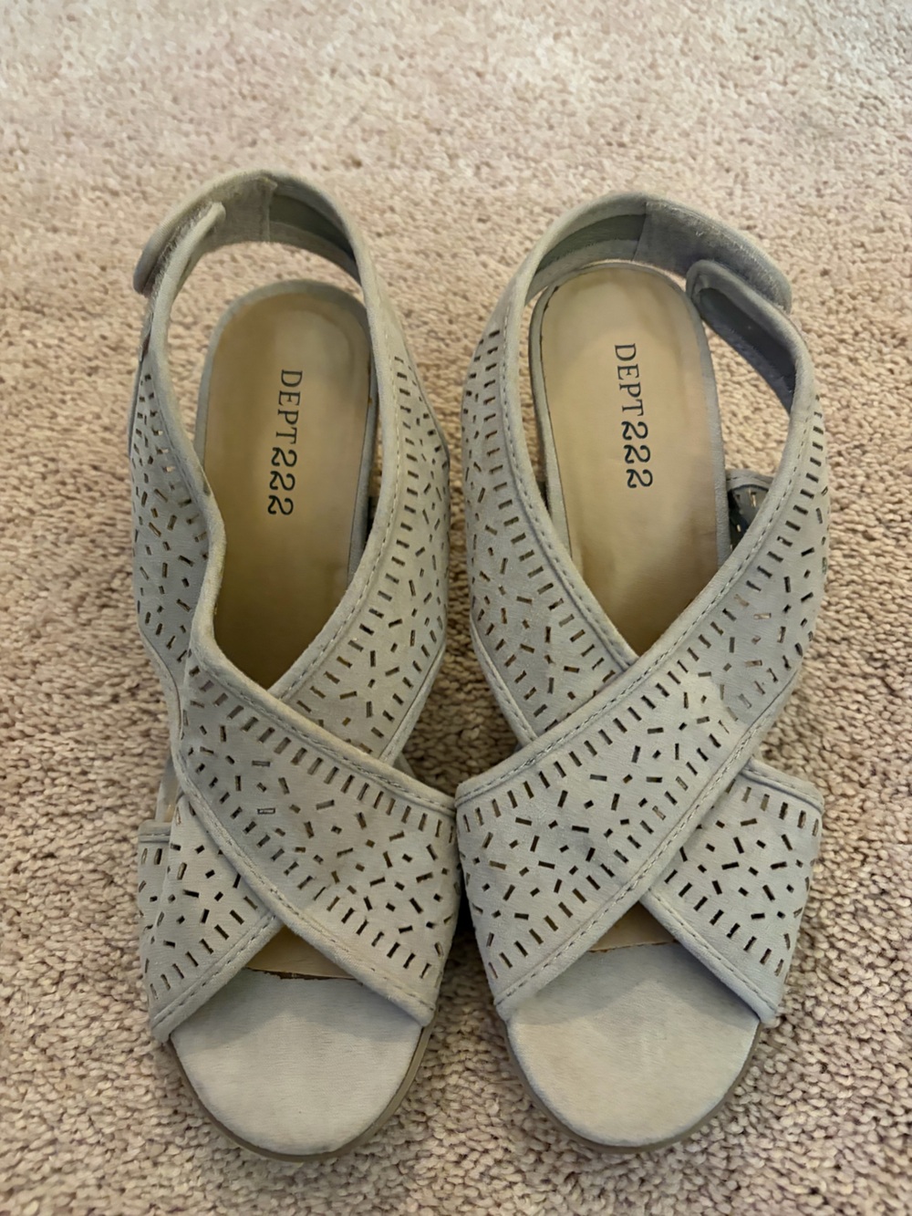 Dept222 Women's Light Gray Laser-Cut Crisscross Slingback Sandals